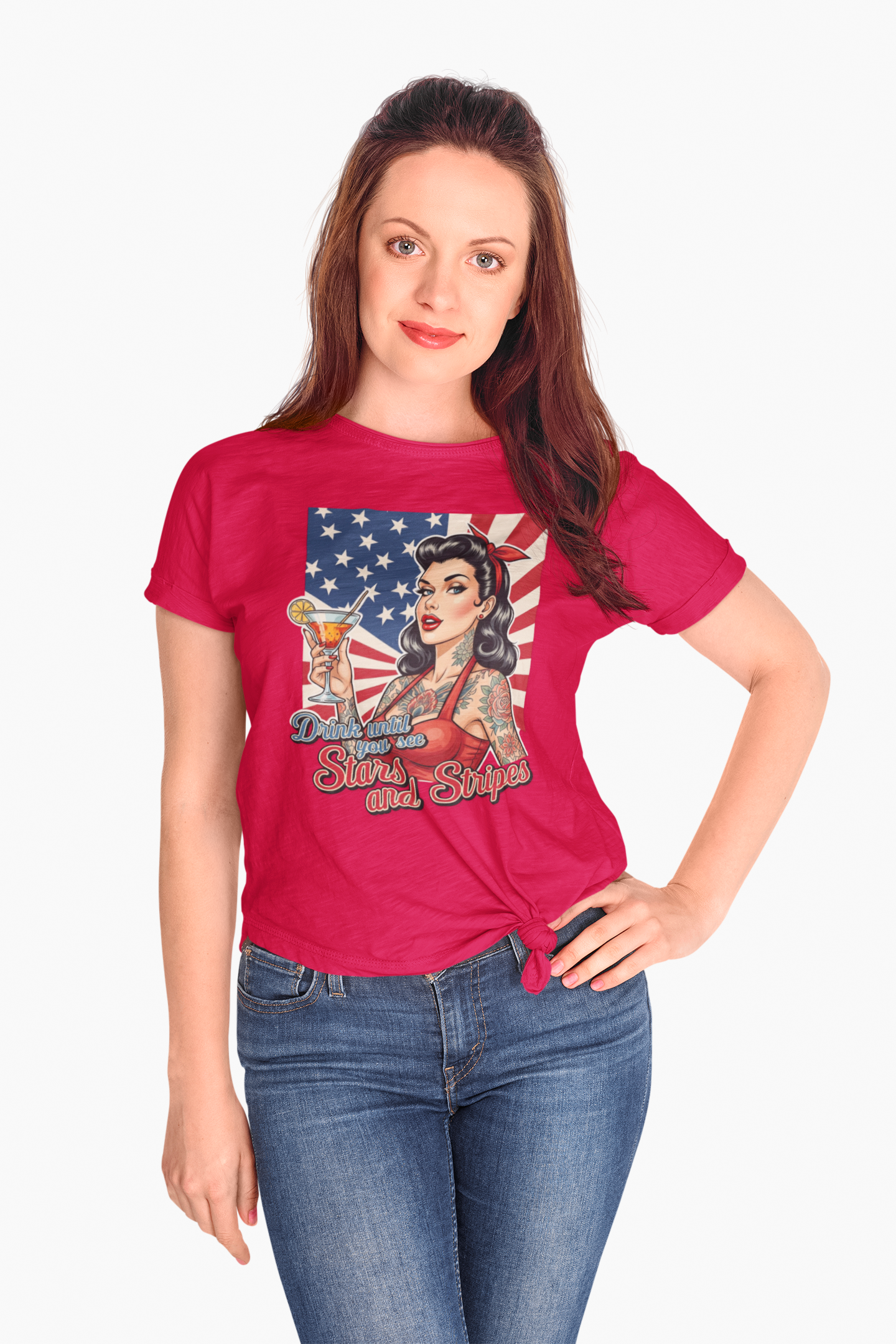 Drink Until You See Stars & Stripes Retro Graphic Tee