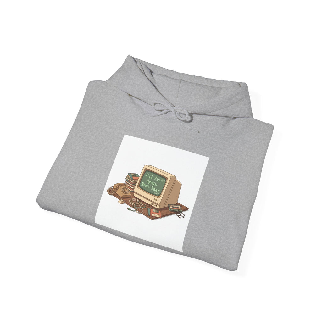 “Resolution Failed” Retro Computer Hoodie | resolution joke shirt, January burnout meme