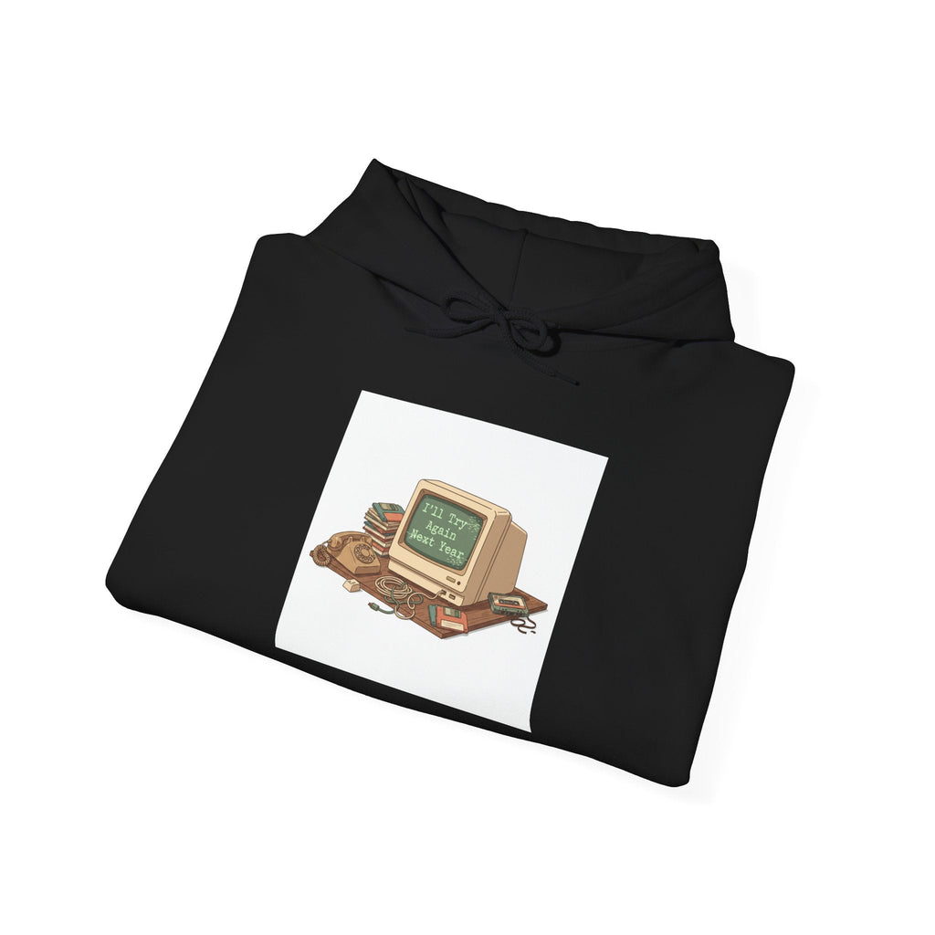 “Resolution Failed” Retro Computer Hoodie | resolution joke shirt, January burnout meme