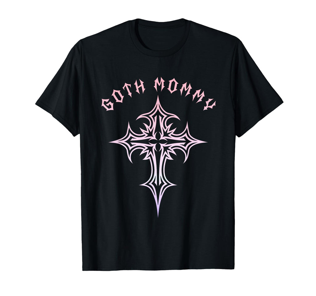 Goth Mommy Gothic Cross Y2K T-Shirt - Fun Novelty Design for Adults