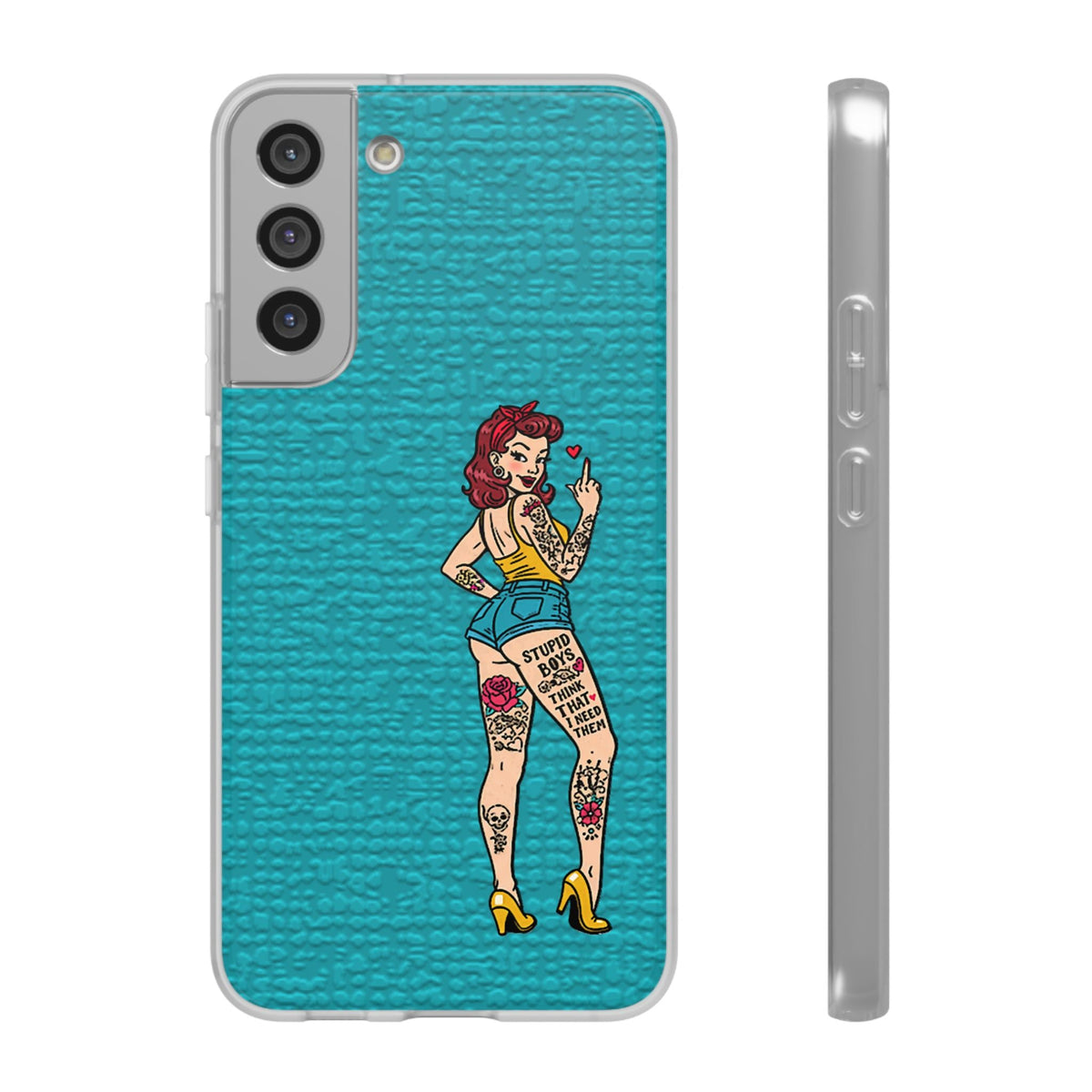Sassy Pin-Up Stupid Boys Teal Flexi Phone Case