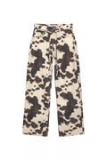 Style Vintage Straight Leg Jeans with Cow Print Washed Tie-Dye Denim Trousers Loose Long Pants Trendy