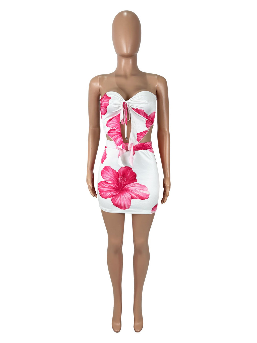 Floral Print Off-Shoulder Ruffle Top with Mini Skirt Set