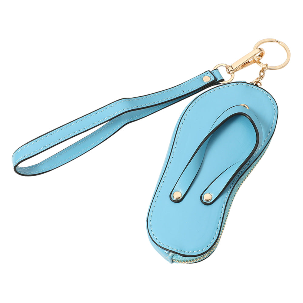 Faux Leather Flip-flop Mini Wristlet Bag Charm Coin Purse