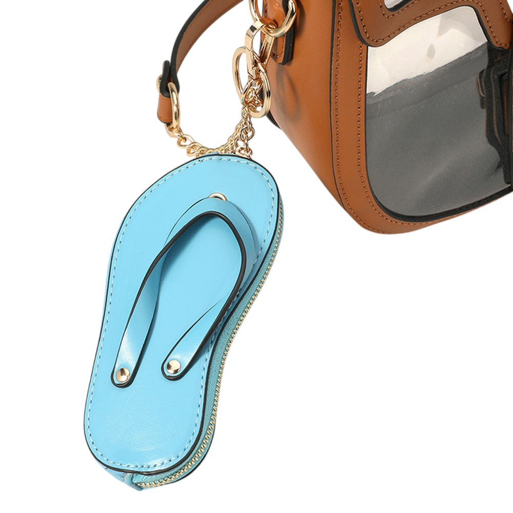 Faux Leather Flip-flop Mini Wristlet Bag Charm Coin Purse