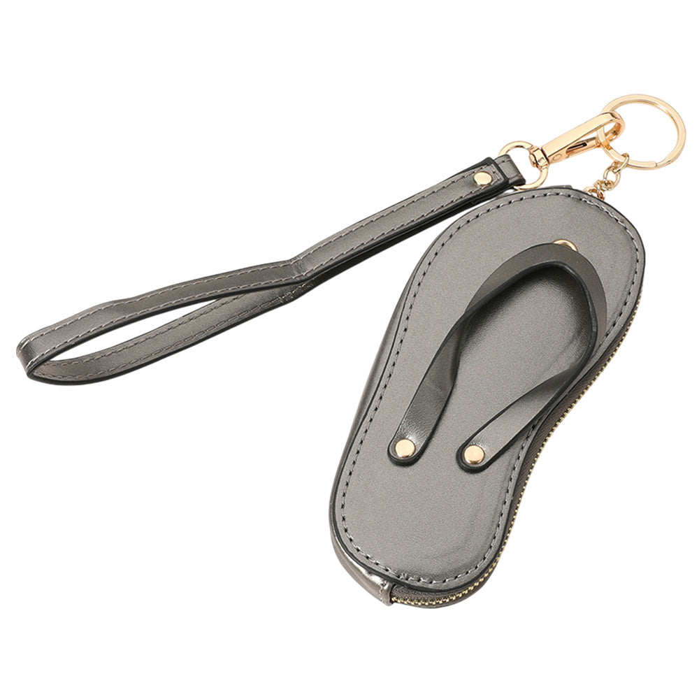 Faux Leather Flip-flop Mini Wristlet Bag Charm Coin Purse