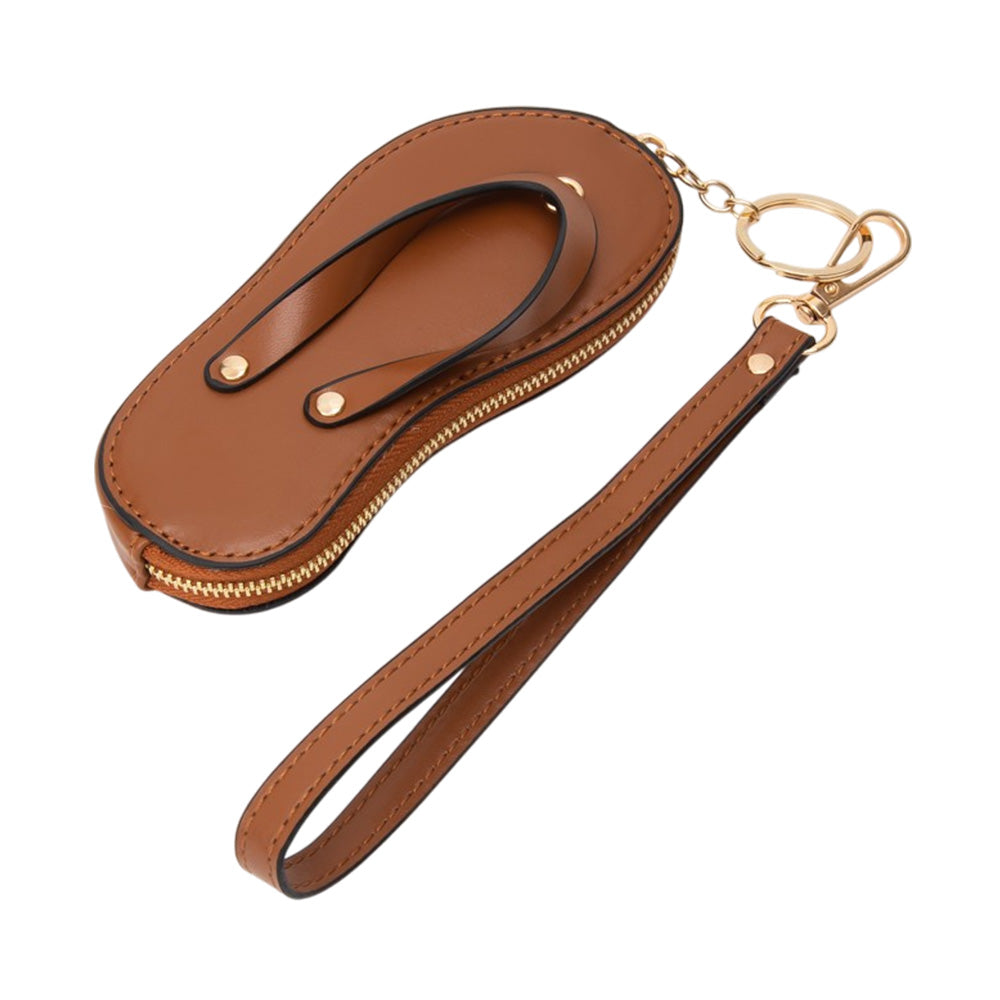 Faux Leather Flip-flop Mini Wristlet Bag Charm Coin Purse