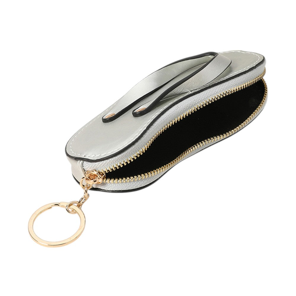 Faux Leather Flip-flop Mini Wristlet Bag Charm Coin Purse