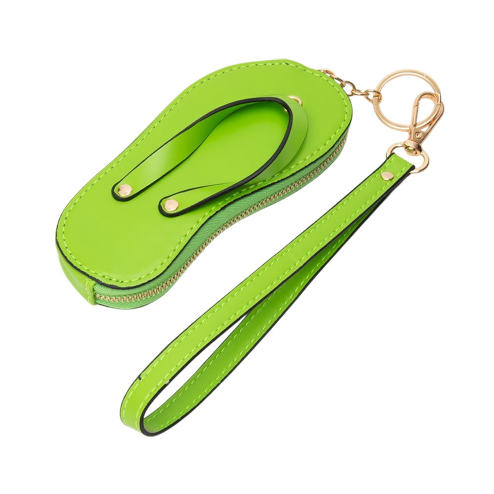Faux Leather Flip-flop Mini Wristlet Bag Charm Coin Purse