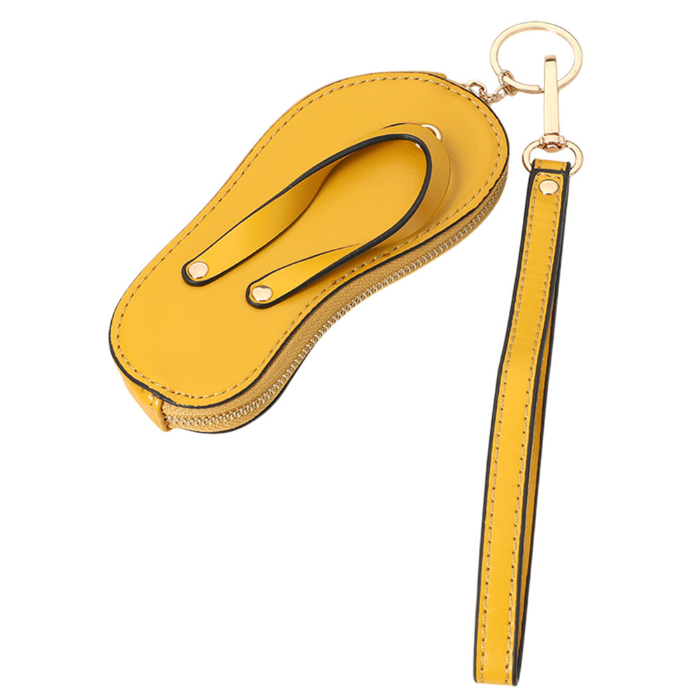 Faux Leather Flip-flop Mini Wristlet Bag Charm Coin Purse