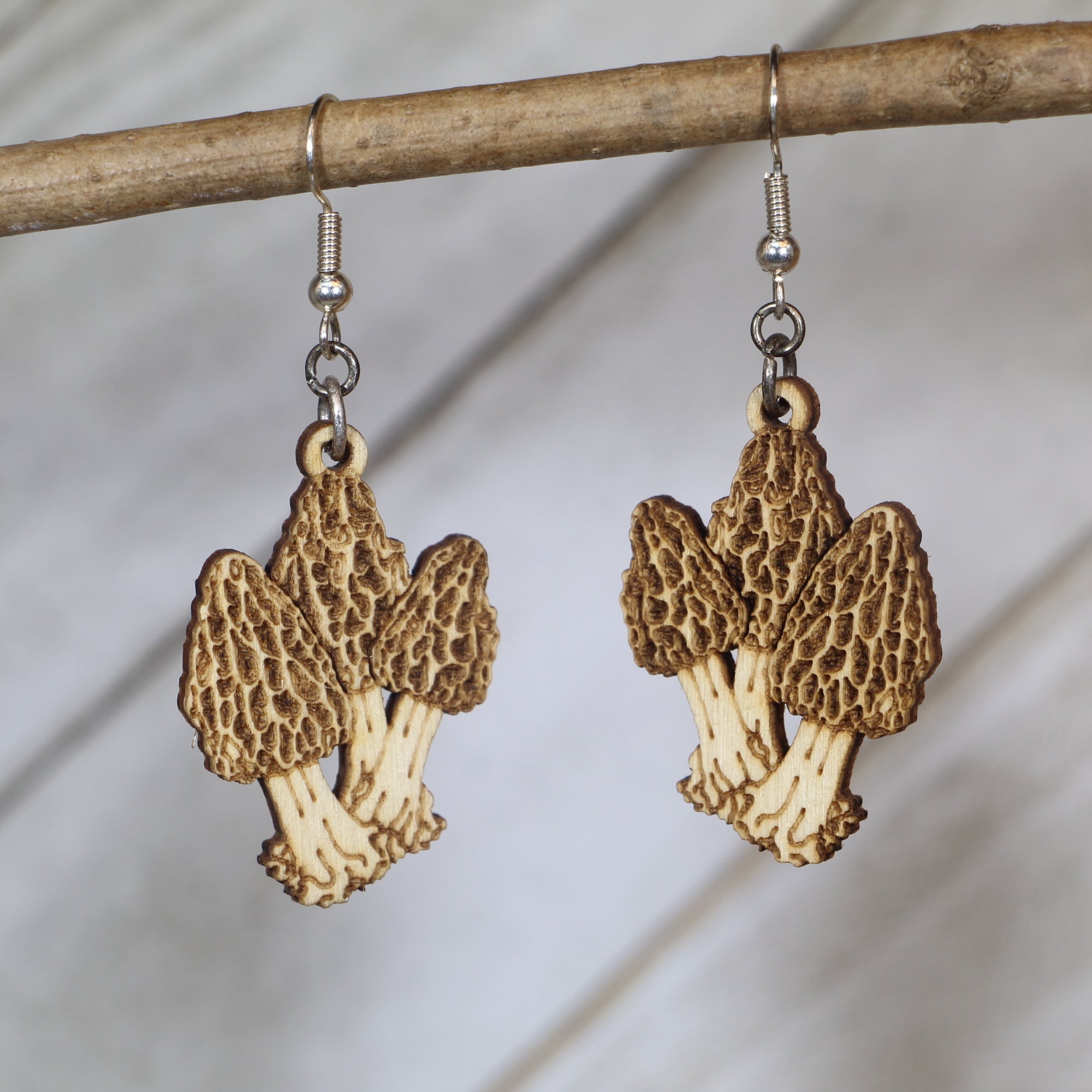 Morel Mushroom Wooden Dangle Earrings | Nature Forager Jewelry (Copy)