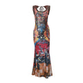 Women Clothing Summer Retro Tie Dyed Printed Sexy U Collar Slim Dress Maxi Dress