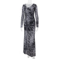 Women Clothing Autumn Retro Sexy off Shoulder Zebra Stripe Slim Fit Long Sleeve Dress Women