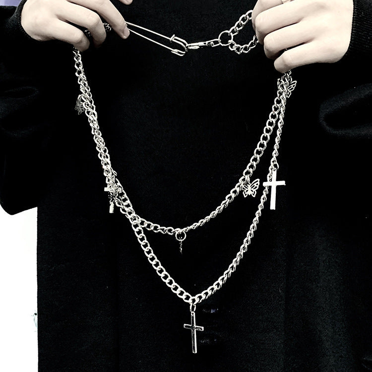 Punk Butterfly Belt Waist Chain Multi Layer HipHop Keychain Jewelry