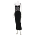 Women Sexy Maxi Dress Strap Lace Stitching Dress for Women