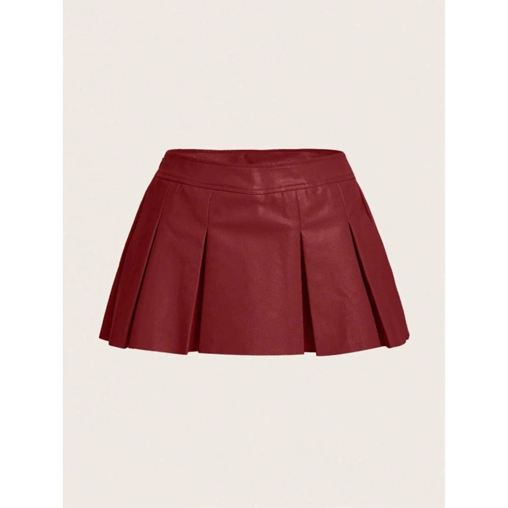 Women's Sexy Crop Top Leather Skirt