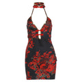 Women Clothing Summer Halter Cut Out Backless Neo Chinese Retro Printed Spicy Girl Sleeveless Dress