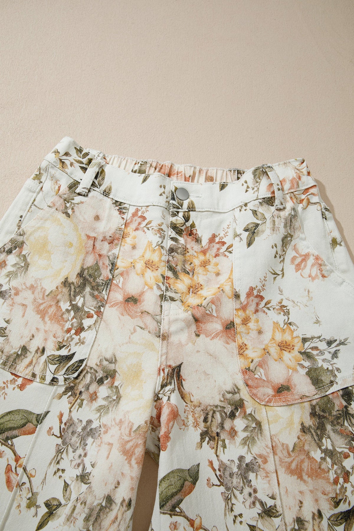 Floral Denim High Waist Wide Leg Jeans