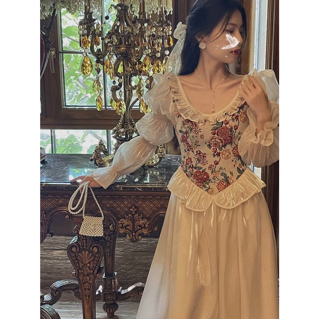 Vintage Floral Midi Dress